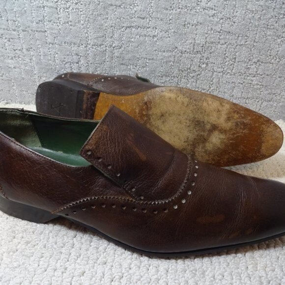 Blackline Jeffery West Mens Size EU 44 US 11 Brown Leather Slip on Brogue Shoes - Picture 11 of 12